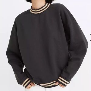Madewell Stripe-Trim Mockneck Sweatshirt